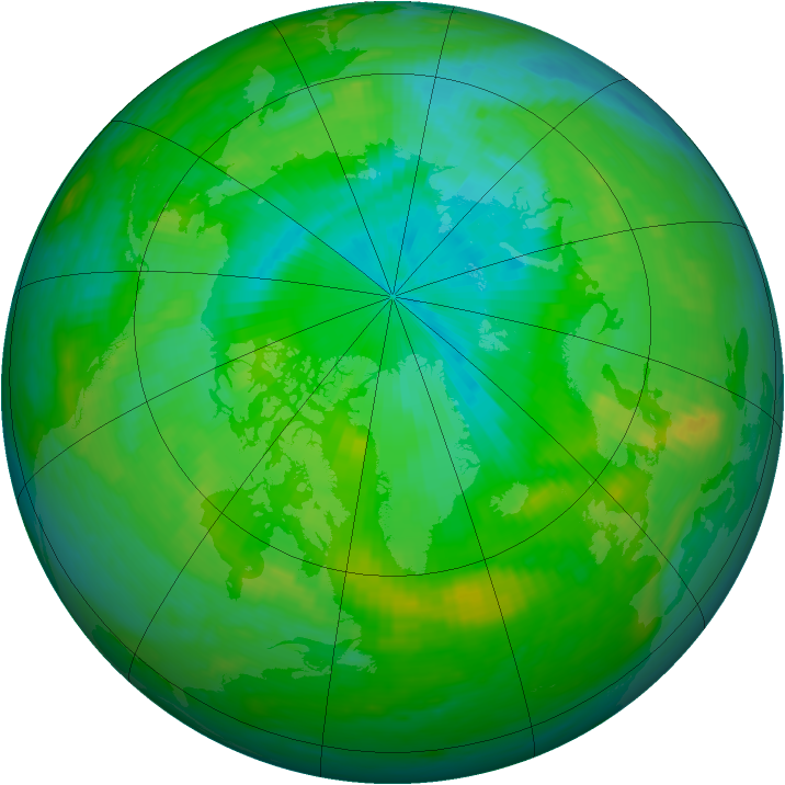 Arctic ozone map for 25 July 1986